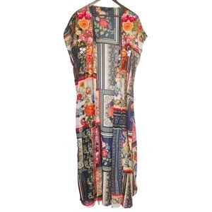 Andree By Unit Floral Embroidered Duster Kimono Sheer Boho Cover Up Womens Med